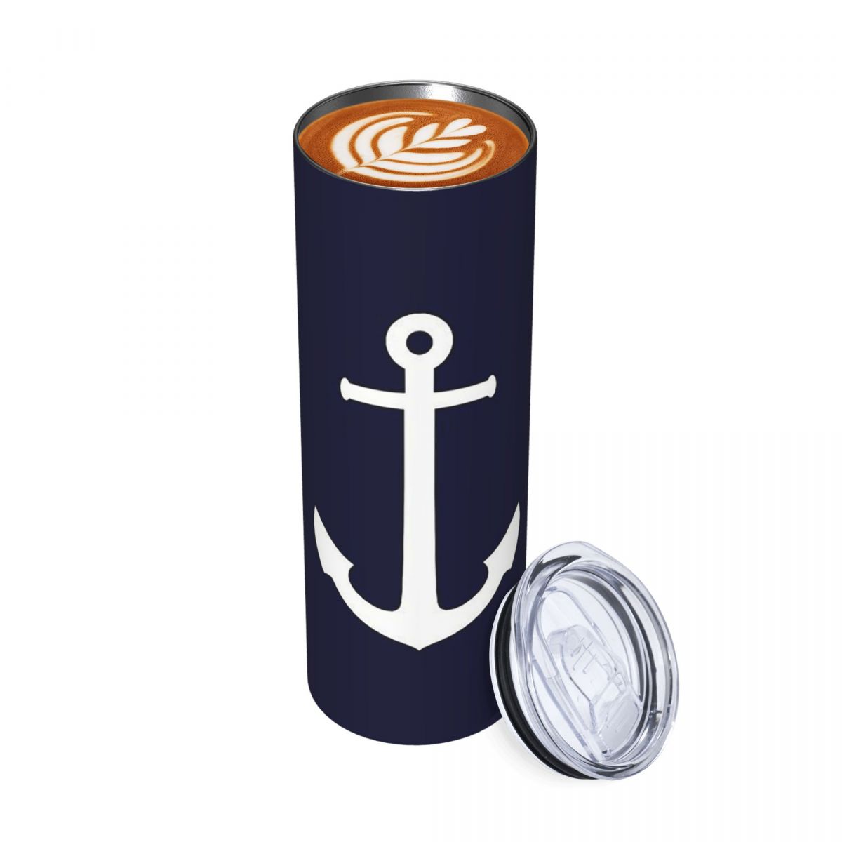 Tumbler 20Oz White - Biały kotwiczny wzór na granatowym kubku