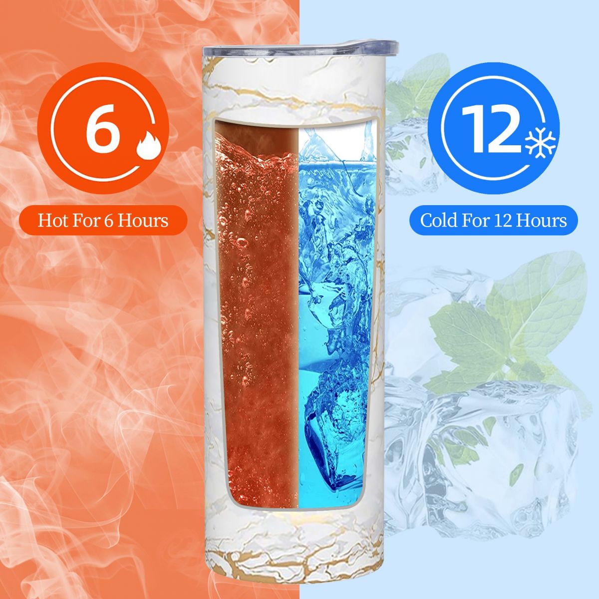 Biało-złoty marmurowy kubek te – Tumbler 20Oz White recenzja i cena